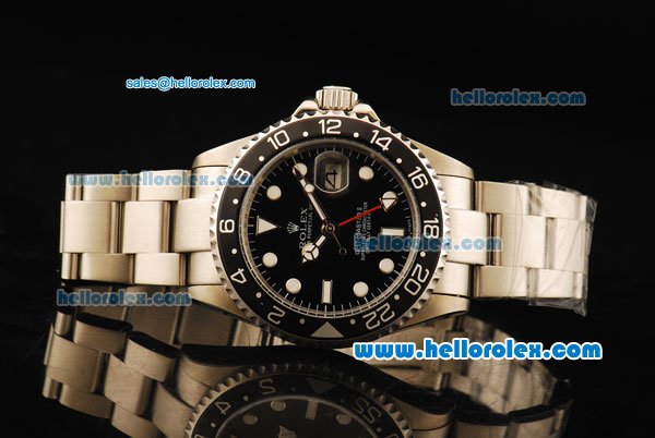 Rolex GMT-Master II Automatic Movement Steel Case with Black Dial and Black Bezel - Click Image to Close